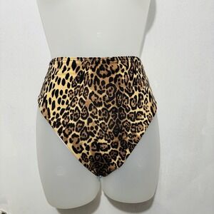 ASOS High‎ Waist Bikini Bottom Leopard Print Swimsuit Sexy Sz 10 Resort cruise